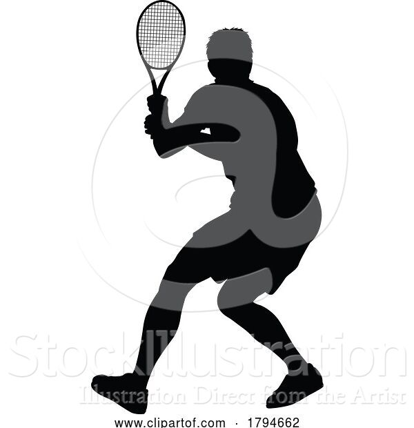 Vector Illustration of Tennis Silhouette Sport Player Guy