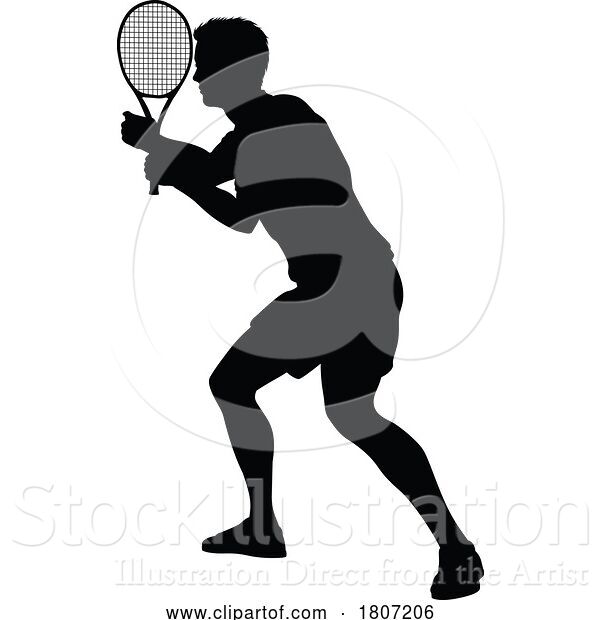 Vector Illustration of Tennis Silhouette Sport Player Guy