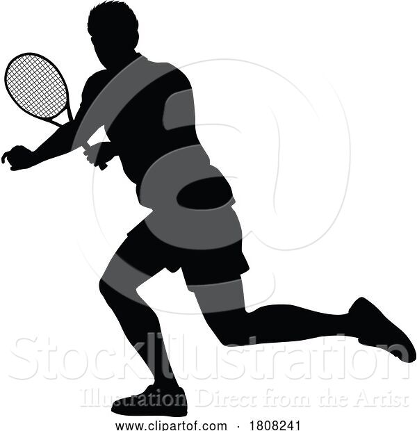 Vector Illustration of Tennis Silhouette Sport Player Guy