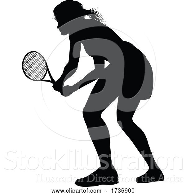 Vector Illustration of Tennis Silhouette Sport Player Lady