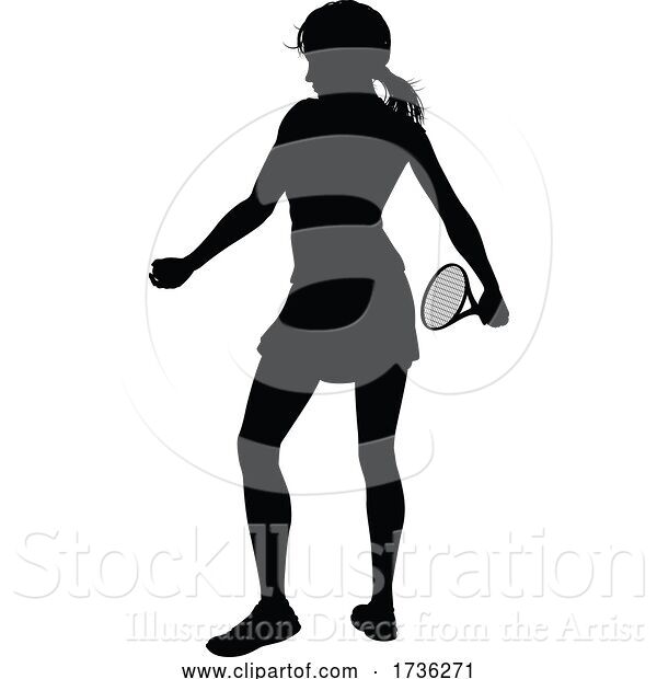 Vector Illustration of Tennis Silhouette Sport Player Lady