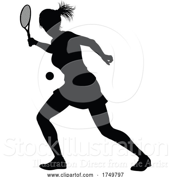 Vector Illustration of Tennis Silhouette Sport Player Lady