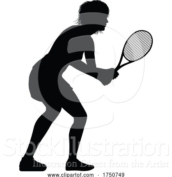 Vector Illustration of Tennis Silhouette Sport Player Lady