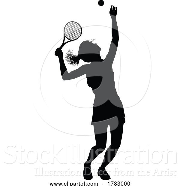 Vector Illustration of Tennis Silhouette Sport Player Lady