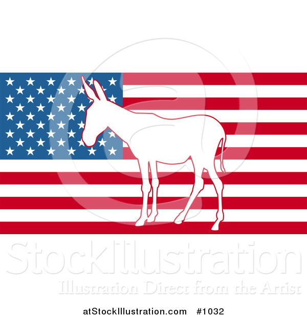 Vector Illustration of the American Flag with Democratic Donkey