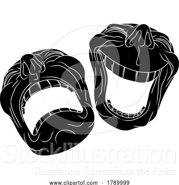 Vector Illustration of Theater or Theatre Drama Comedy and Tragedy Masks