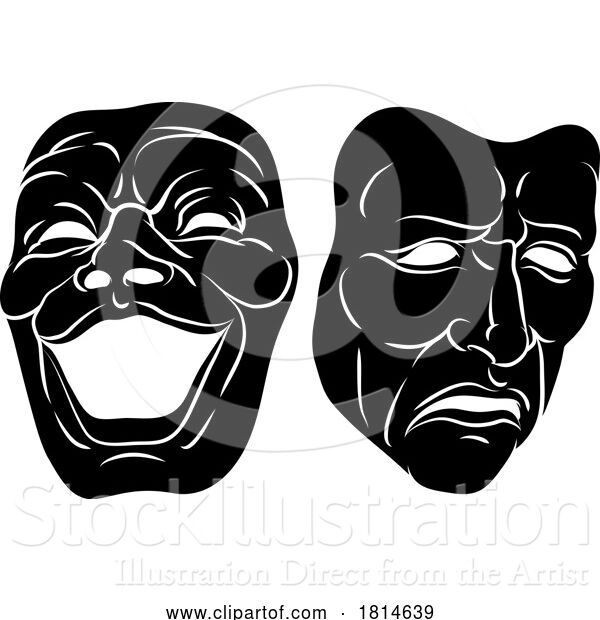 Vector Illustration of Theater or Theatre Drama Comedy and Tragedy Masks