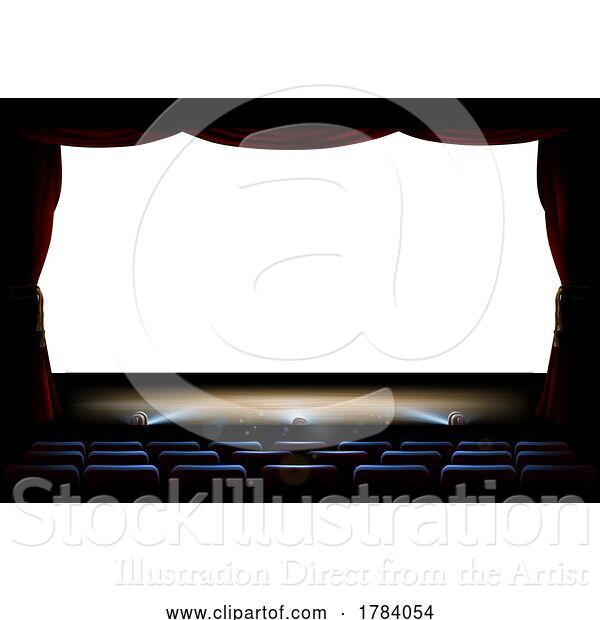 Vector Illustration of Theater or Theatre Movie Screen Cinema Background