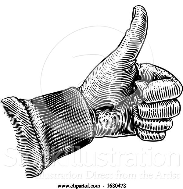 Vector Illustration of Thumbs up Woodcut Hand