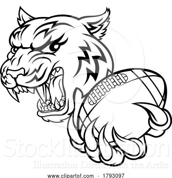 Vector Illustration of Tiger American Football Player Sports Mascot
