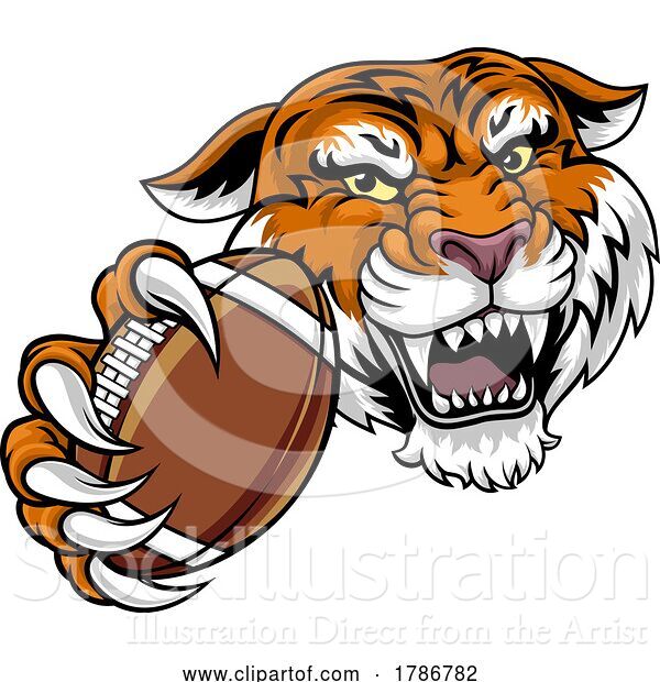 Vector Illustration of Tiger American Football Sports Team Animal Mascot