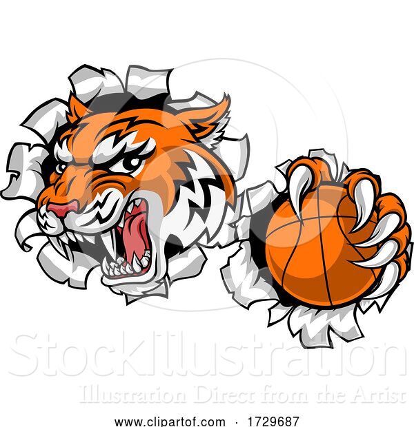 Vector Illustration of Tiger Baketball Player Animal Sports Mascot