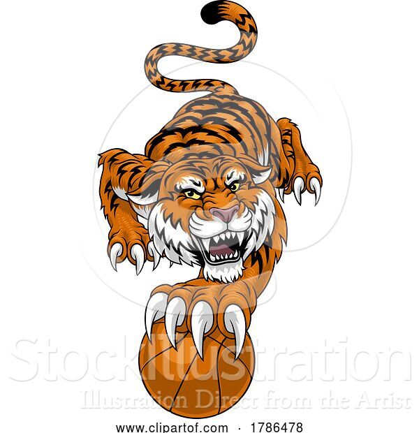 Vector Illustration of Tiger Basketball Ball Animal Sports Team Mascot