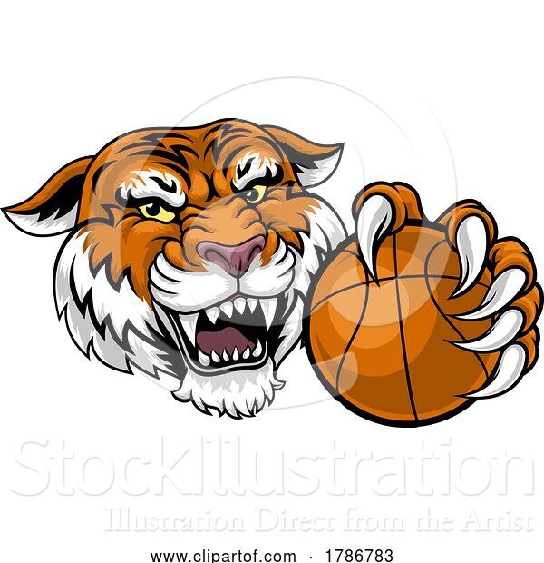 Vector Illustration of Tiger Basketball Ball Animal Sports Team Mascot