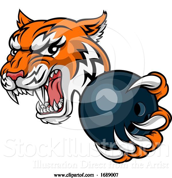 Vector Illustration of Tiger Bowling Player Animal Sports Mascot