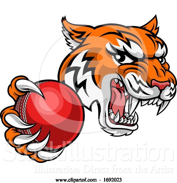 Vector Illustration of Tiger Cricket Player Animal Sports Mascot