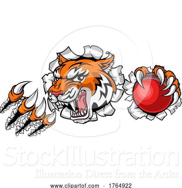 Vector Illustration of Tiger Cricket Player Animal Sports Mascot