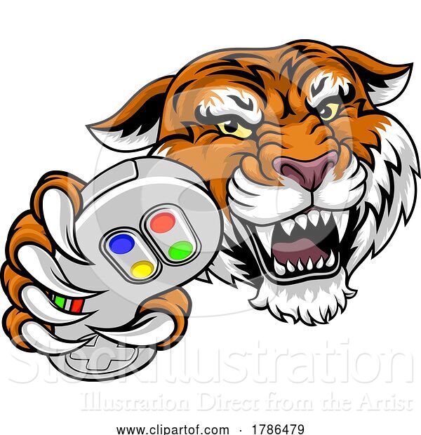 Vector Illustration of Tiger Gamer Video Game Animal Sports Team Mascot