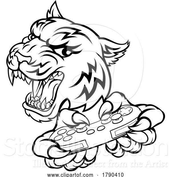 Vector Illustration of Tiger Gamer Video Game Controller Mascot