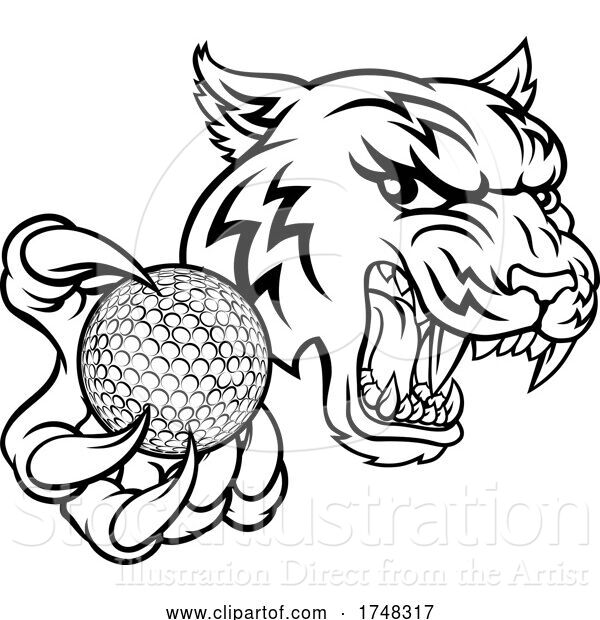 Vector Illustration of Tiger Golf Ball Player Animal Sports Mascot