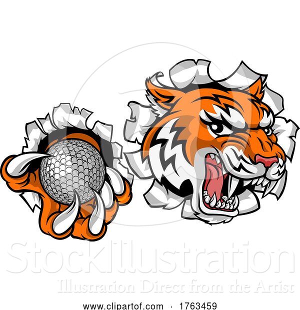 Vector Illustration of Tiger Golf Ball Player Animal Sports Mascot