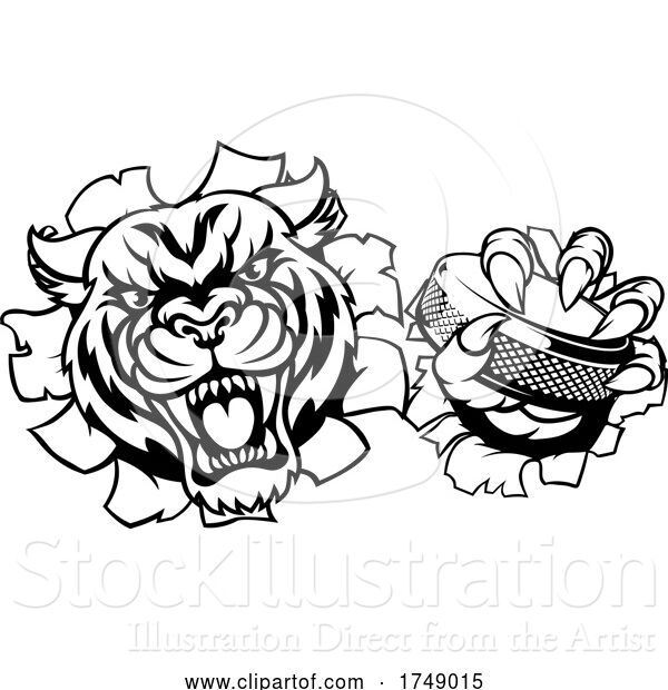 Vector Illustration of Tiger Ice Hockey Player Animal Sports Mascot