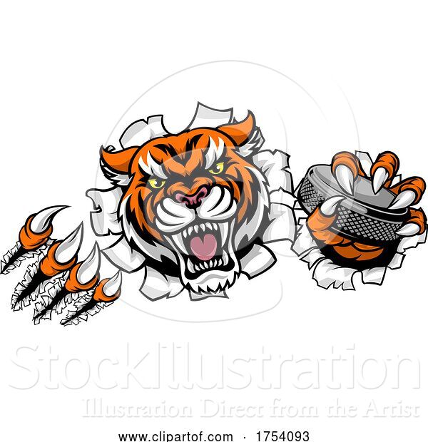 Vector Illustration of Tiger Ice Hockey Player Animal Sports Mascot