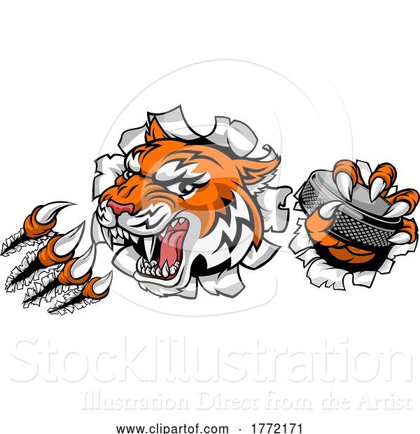 Vector Illustration of Tiger Ice Hockey Player Animal Sports Mascot