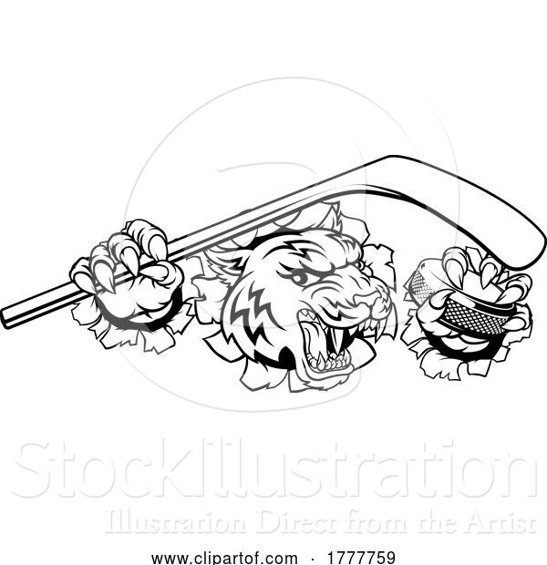 Vector Illustration of Tiger Ice Hockey Player Animal Sports Mascot