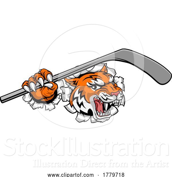 Vector Illustration of Tiger Ice Hockey Player Animal Sports Mascot