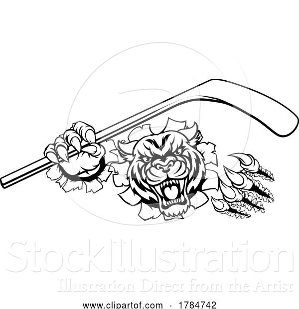 Vector Illustration of Tiger Ice Hockey Player Animal Sports Mascot