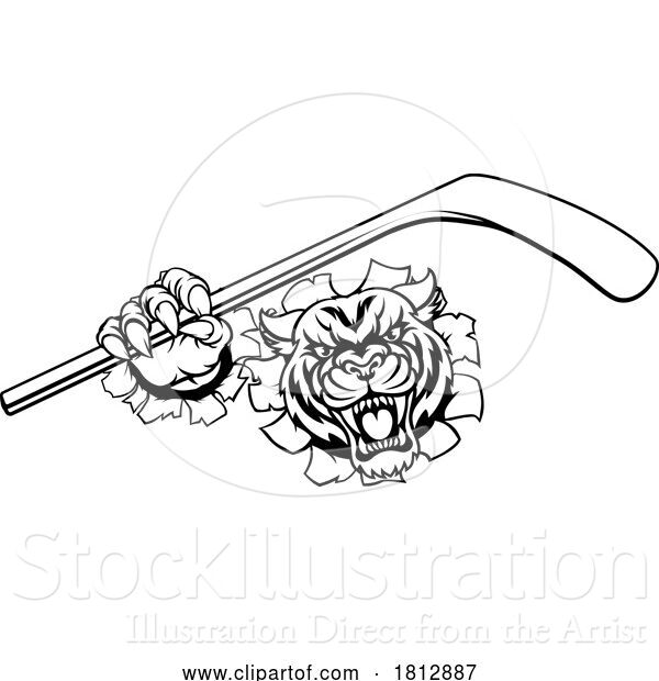 Vector Illustration of Tiger Ice Hockey Player Animal Sports Mascot