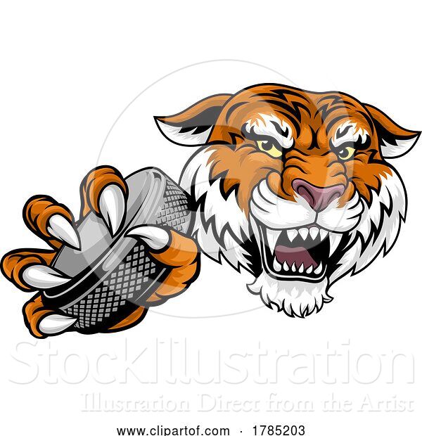 Vector Illustration of Tiger Ice Hockey Team Sports Mascot