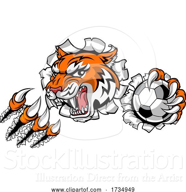 Vector Illustration of Tiger Soccer Football Player Animal Sports Mascot