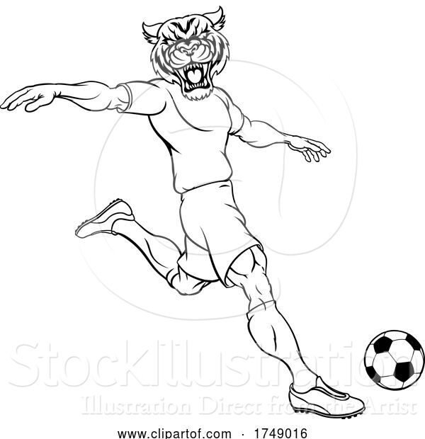 Vector Illustration of Tiger Soccer Football Player Animal Sports Mascot