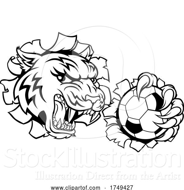 Vector Illustration of Tiger Soccer Football Player Animal Sports Mascot