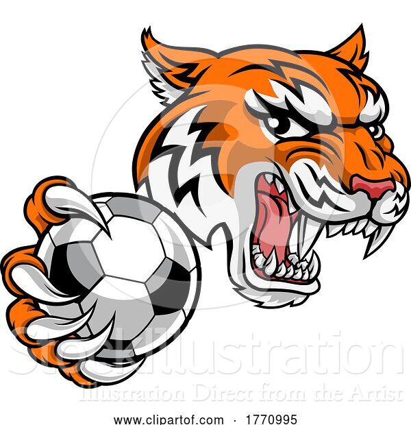 Vector Illustration of Tiger Soccer Football Player Animal Sports Mascot