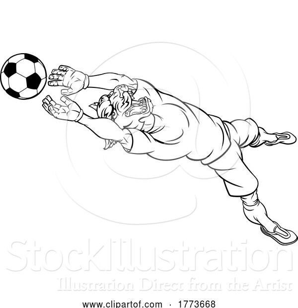 Vector Illustration of Tiger Soccer Football Player Animal Sports Mascot