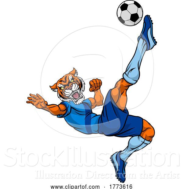 Vector Illustration of Tiger Soccer Football Player Animal Sports Mascot