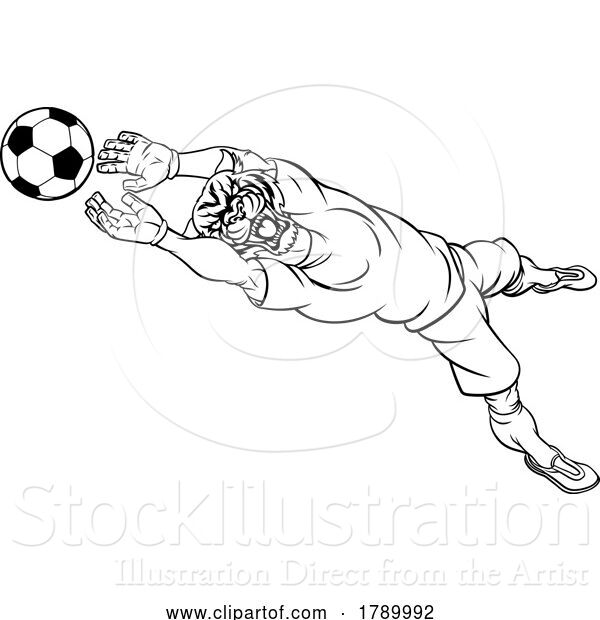 Vector Illustration of Tiger Soccer Football Player Animal Sports Mascot