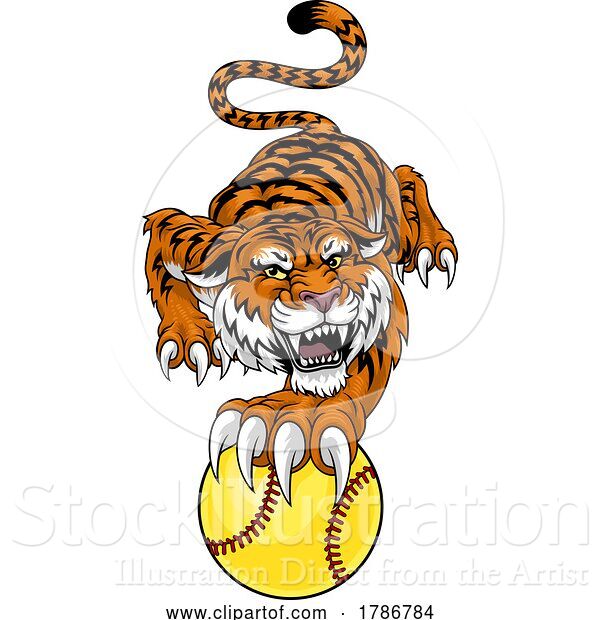 Vector Illustration of Tiger Softball Animal Sports Team Mascot