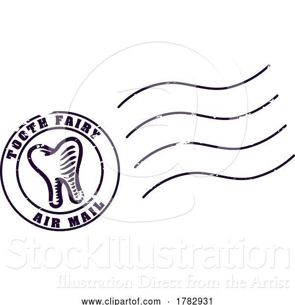 Vector Illustration of Tooth Fairy Letter Postage Postal Post Stamp