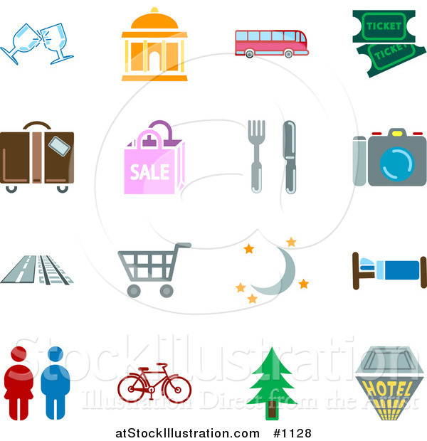 Vector Illustration of Travel Related Icons - Colored Versions