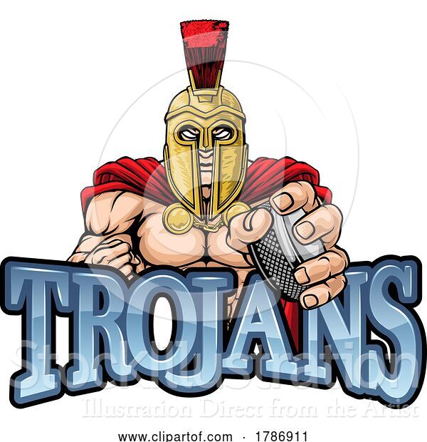 Vector Illustration of Trojan Guy Ice Hockey Sports Team Mascot
