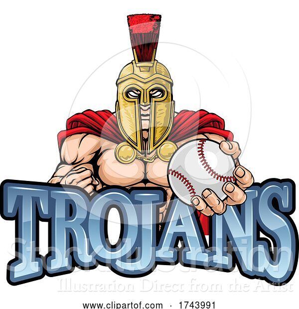 Vector Illustration of Trojan Spartan Baseball Sports Mascot