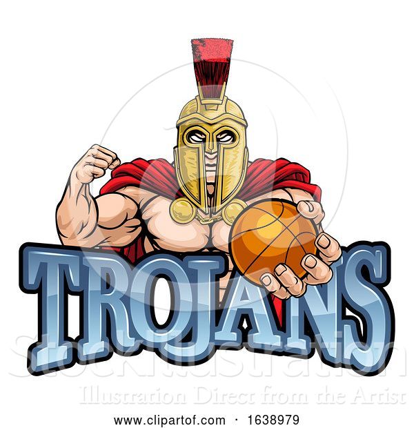 Vector Illustration of Trojan Spartan Basketball Sports Mascot