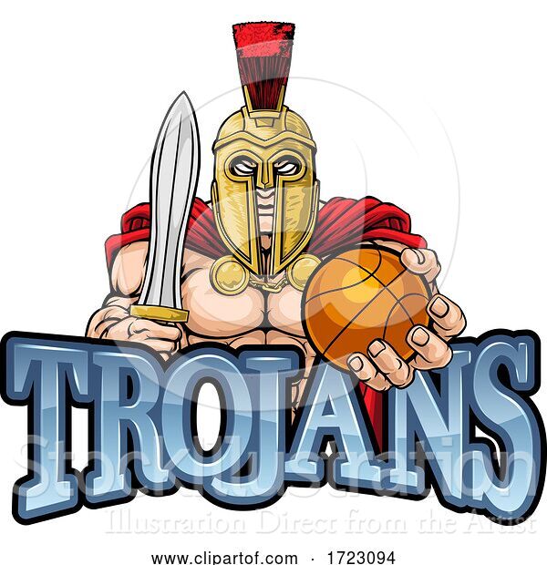Vector Illustration of Trojan Spartan Basketball Sports Mascot