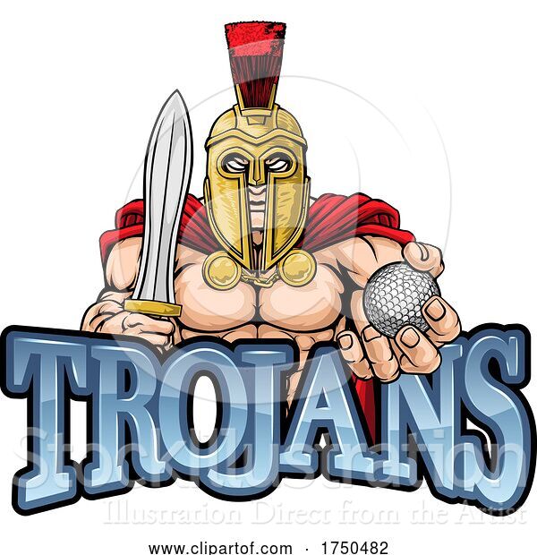 Vector Illustration of Trojan Spartan Golf Sports Mascot