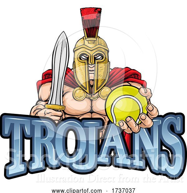 Vector Illustration of Trojan Spartan Tennis Sports Mascot