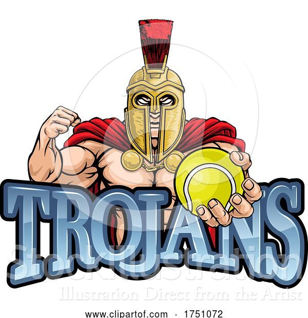 Vector Illustration of Trojan Tennis Sports Mascot